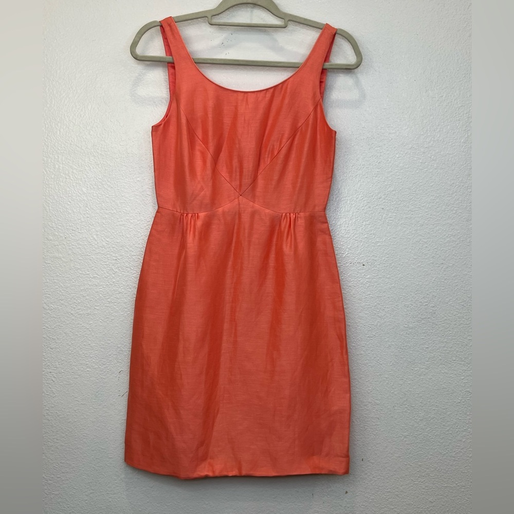 NWT J. Crew Women's Sheath Dress Silk Blend Coral Sleeveless Zip Lined Size 2